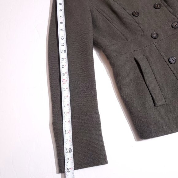 J. Crew Stadium Cloth Nello Gori Olive Green Double Breasted Pea Coat Size 4 - Picture 13 of 14